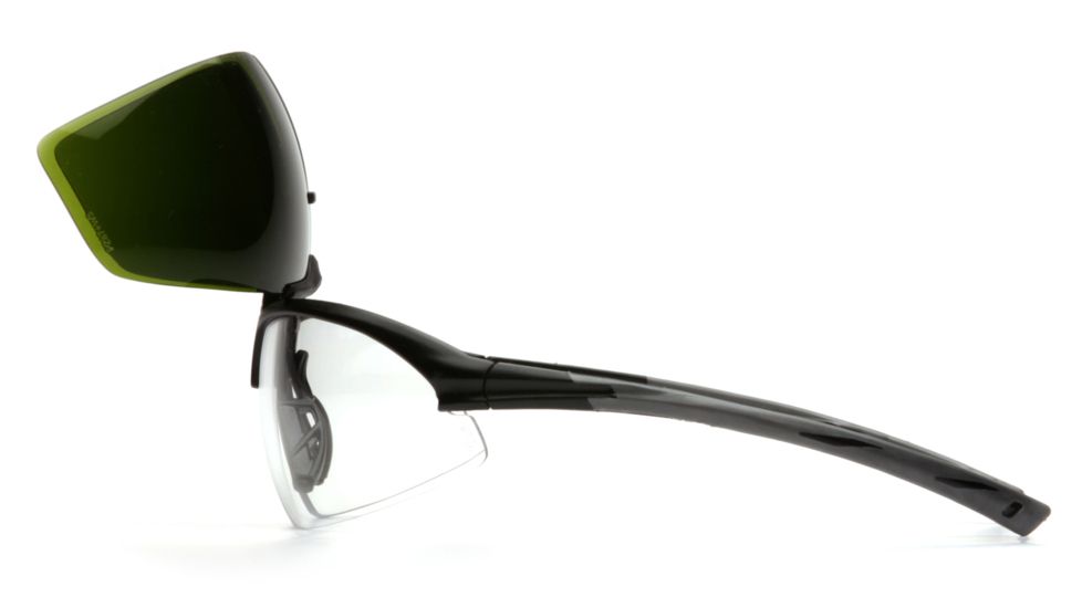 Pyramex Onix Plus Safety Glasses - Clear Anti-Fog Bottom Lens/ 3.0 IR Filter Flip Lens Lens, Black Frame SB4960STP