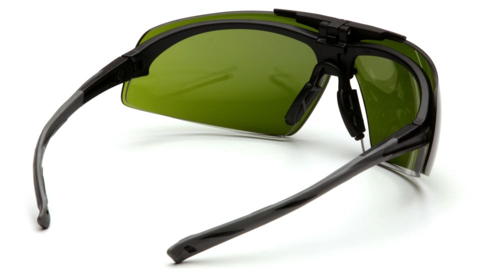 Pyramex Onix Plus Safety Glasses - Clear Anti-Fog Bottom Lens/ 3.0 IR Filter Flip Lens Lens, Black Frame SB4960STP