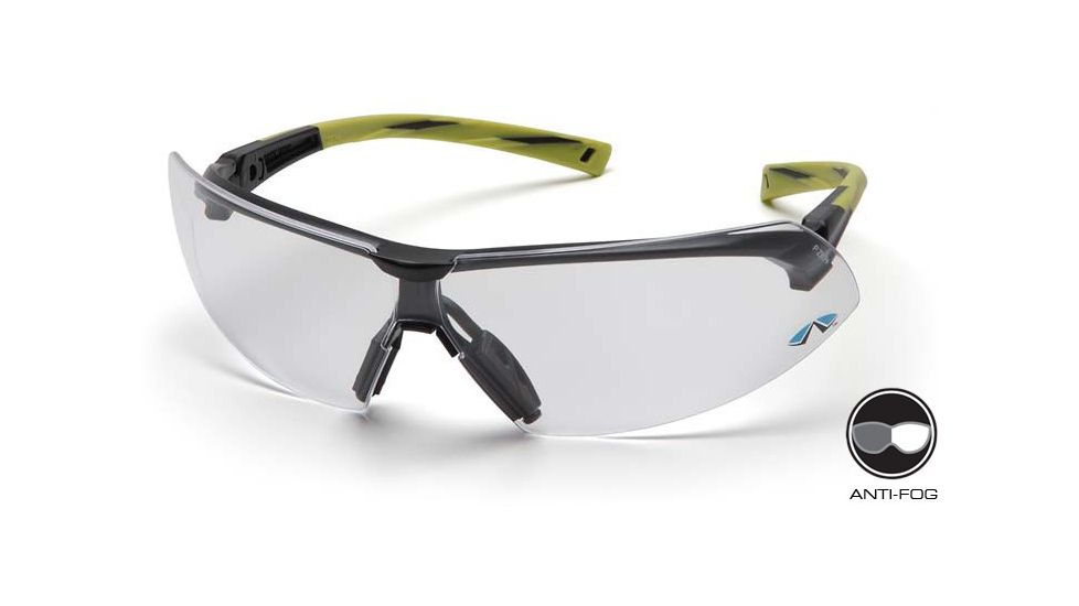 Pyramex Onix Safety Glasses - Clear Anti-Fog Lens, Hi Vis Green Frame SGR4910ST