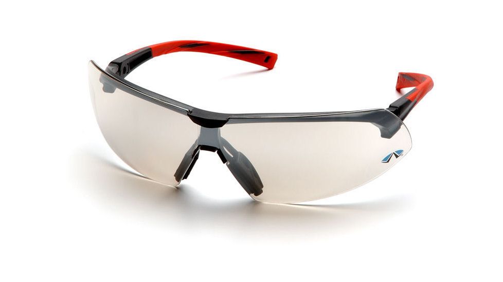 Pyramex Onix Safety Glasses - Indoor/Outdoor Mirror Lens, Red Frame SR4980S