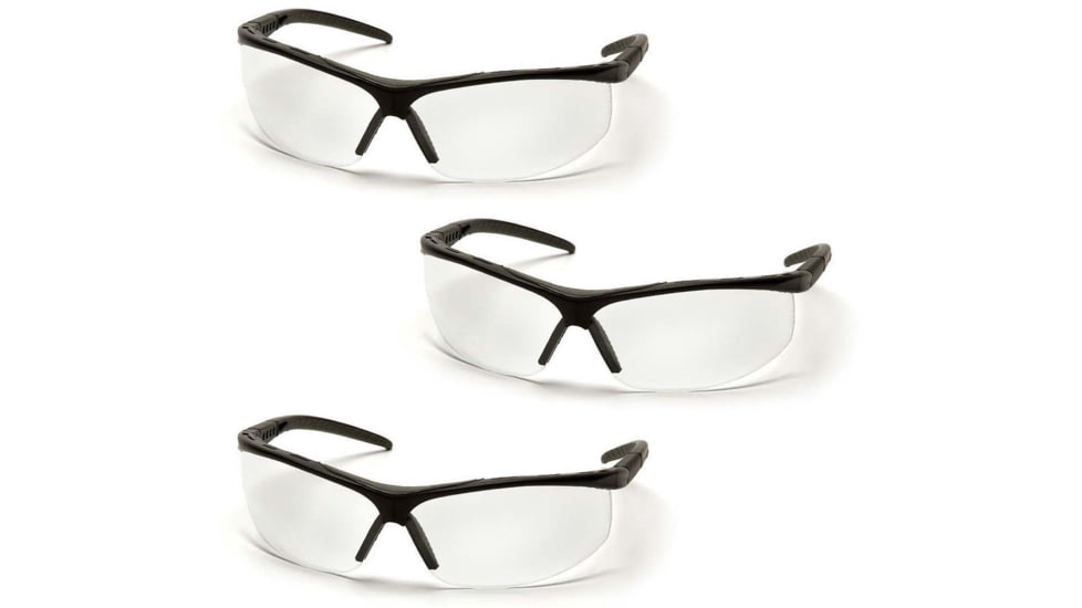 Pyramex Pacifica Safety Eyewear - Clear Lens, Black Frame, Pack of 3