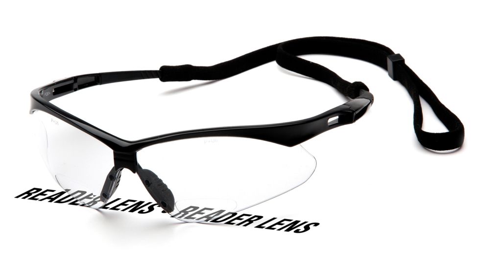 PMXTREME Readers, Black Frame/Clear +2.5 Reader Lens with Black Cord