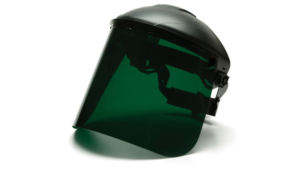 Polyethylene Faceshield, .04in Thick, w/Dark Green Tint, Black
