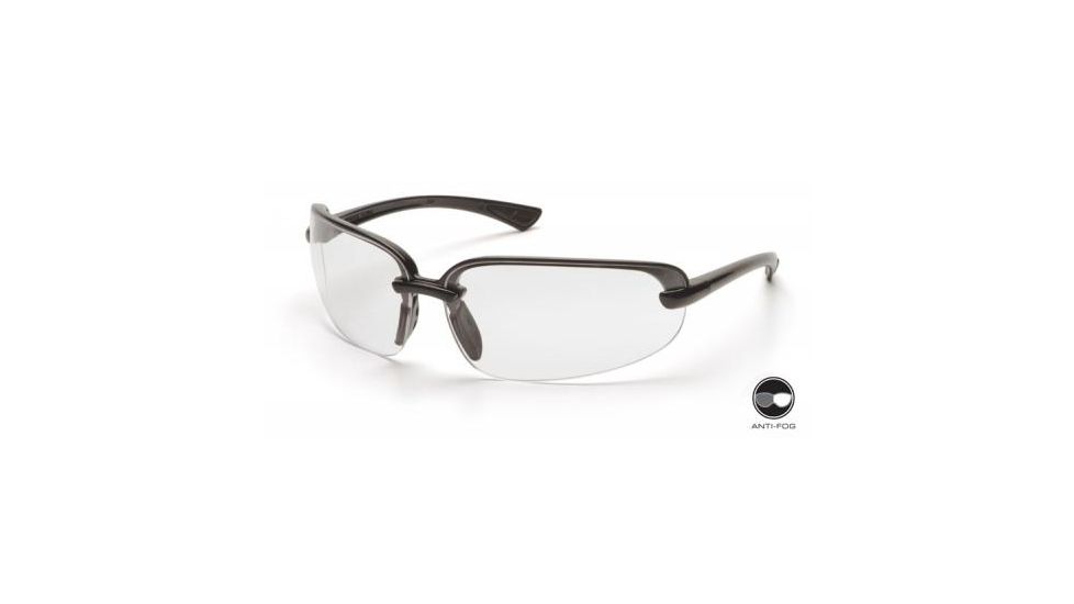 Pyramex Protocol Safety Glasses, Black Frame, Clear Anti-Fog Lens SB6210DT