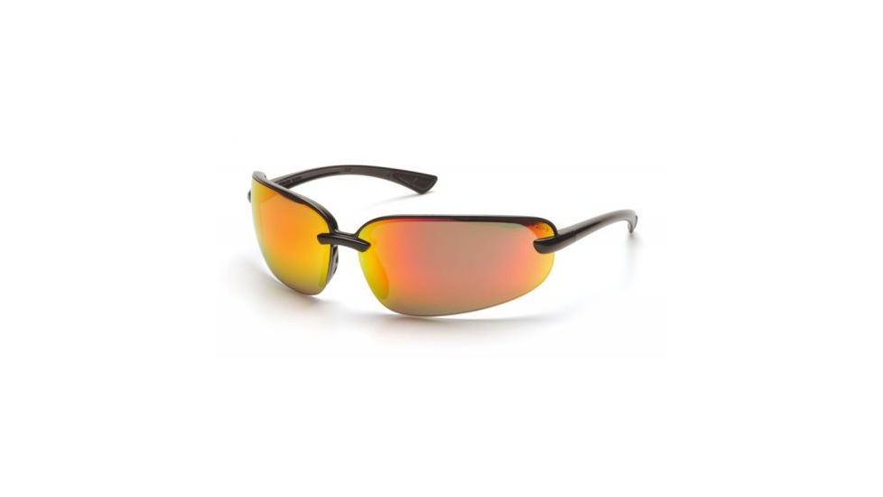 Pyramex Protocol Safety Glasses, Black Frame, Sky Red Mirror Lens SB6255D