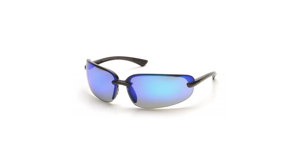 Pyramex Protocol Safety Glasses, Black Frame, Ice Blue Mirror Lens SB6265D