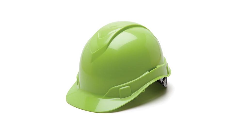 Pyramex Ridgeline HP44 Hard Hat,Cap-Style 4 Point Ratchet Suspension,Hi Vis Green HP44131
