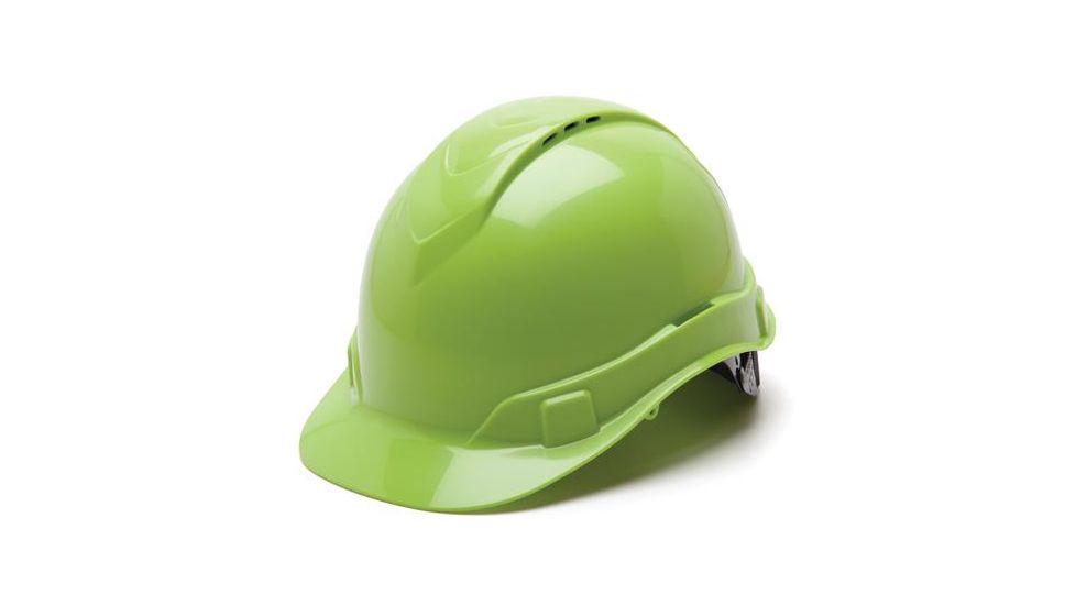 Pyramex Ridgeline Vented Cap Helmet, Hi Vis Green, Box HP44131V