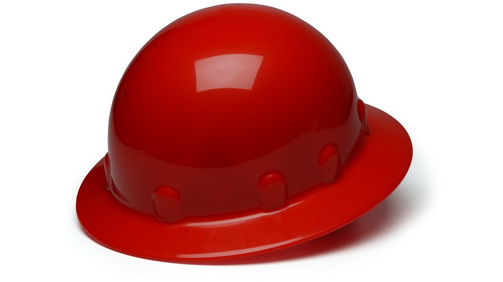 Pyramex Sleek Shell Full Brim 4 Point Ratchet Suspension Hard Hat - Red HPS24120