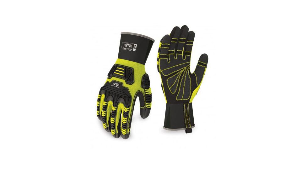 Pyramex Ultra Impact Maximum Duty Cut Resistant Gloves, Black and lime, Medium, GL802CRM