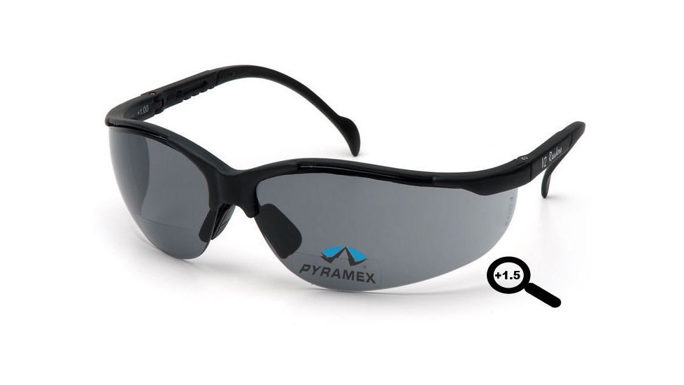 Pyramex V2 Readers Glasses - Gray + 1.5 Lens, Black Frame SB1820R15