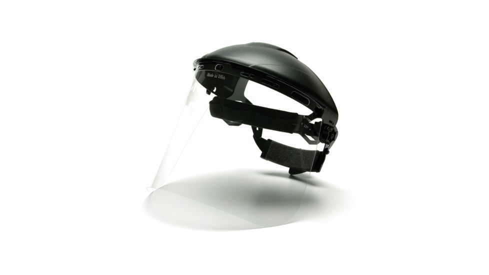 Pyramex Visors Polyethylene Face Shield W/Clear-PETG Shield 8in X 15in /.040 thick, Black, S1010