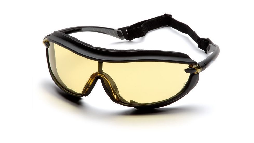 Pyramex XS3 Plus Safety Glasses - Amber Anti-Fog Lens, Black Frame SB4630STP