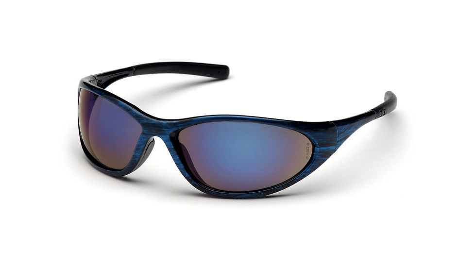 Pyramex Zone II Safety Eyewear - Blue Mirror Lens, Blue Wood Frame SBW3375E