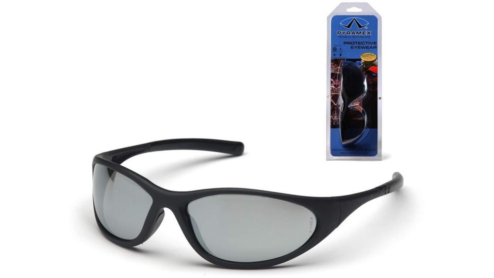 Pyramex Zone II Safety Eyewear - Silver Mirror Lens, Matte Black Frame SB3370E3
