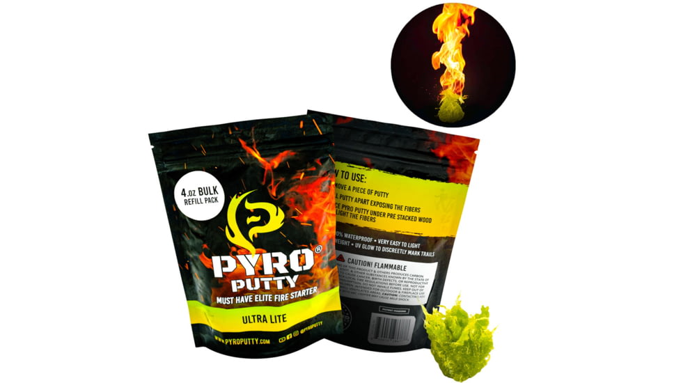 Pyro Putty Ultra Lite Blend Refillable Firestarter Bag, Yellow, 4oz, PP4OZUL