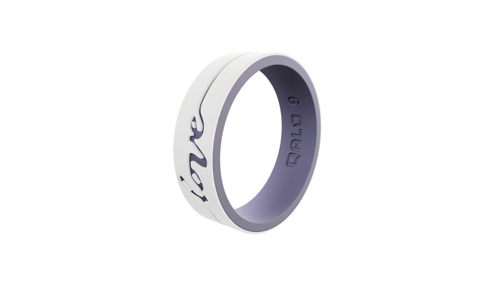 QALO Womens Strata Love Silicone Ring, White/Lilac, 5 QS9-FOZ05