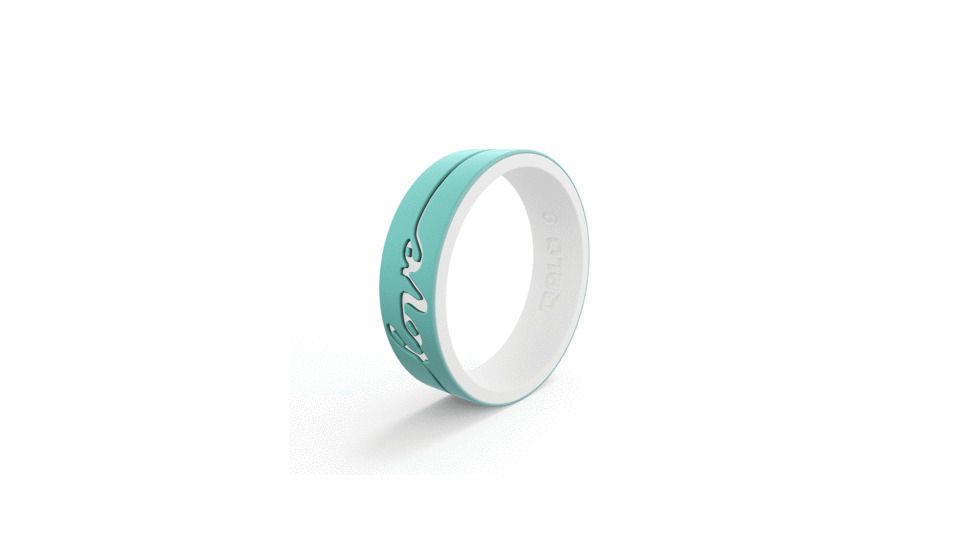 QALO Womens Strata Love Silicone Ring, White/Mint, 5 QS9-FVA05