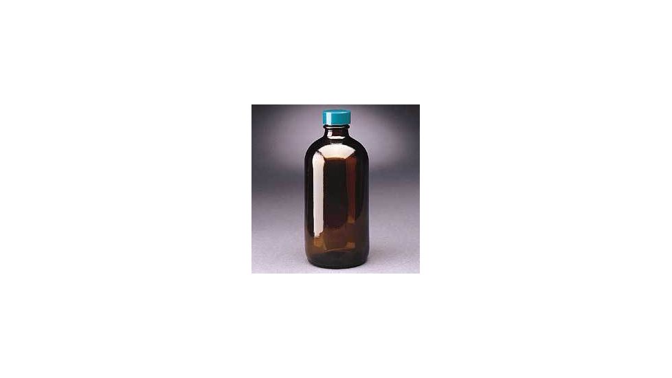 Qorpak Boston Round Bottles, Amber, Narrow Mouth, Qorpak 7718D With 14B Rubber-Lined Black Phenolic Cap*