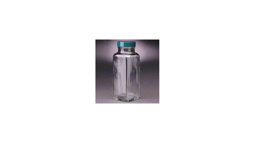 Qorpak French Square Bottles, Wide Mouth, Qorpak 7905 With Fluoropolymer Resin-Lined Green Thermoset Cap