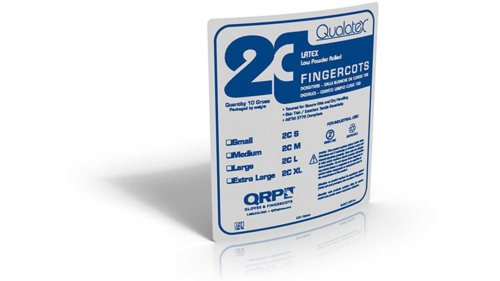 QRP Fingercot 3MIL Latex Lg PK1440 2CL Fingercot 3MIL Latex Lg PK1440, Case of 28800