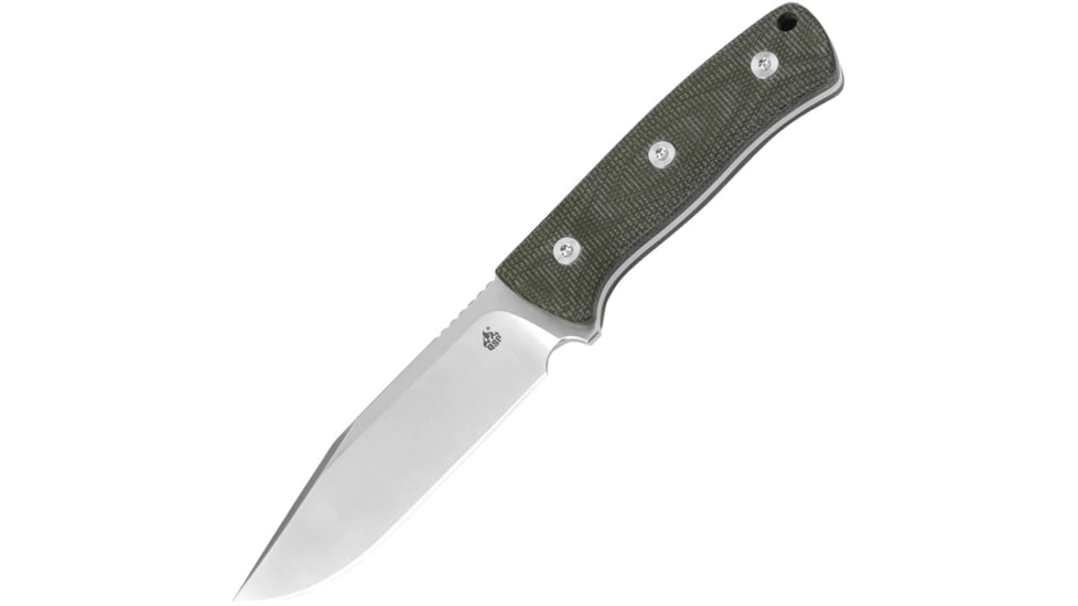 QSP Knife Bison Fixed Blade Green Knife, 4.5 satin finish D2 tool steel clip point blade, Green linen micarta handle, QS134-C