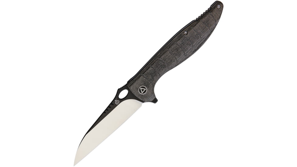 QSP Knife Locust Linerlock Folding Knife, 3.88 VG-10 stainless blade, Black linen micarta handle, QS117-B