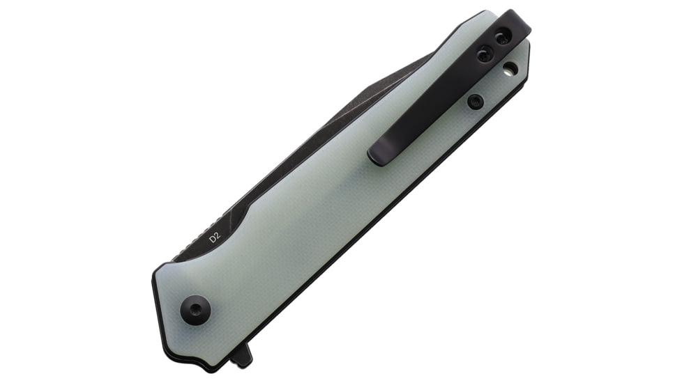 QSP Knife Mamba Linerlock Jade Folding Knife, 3.5in, Black Stonewash Finish D2 Tool Steel Blade, Jade G10 Handle, QS111-J2