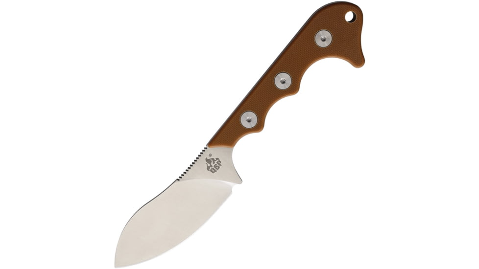 QSP Knife Neckmuk Neck Knife Brown, 2.88 satin finish D2 tool steel blade, Brown G10 handle, QS125-B
