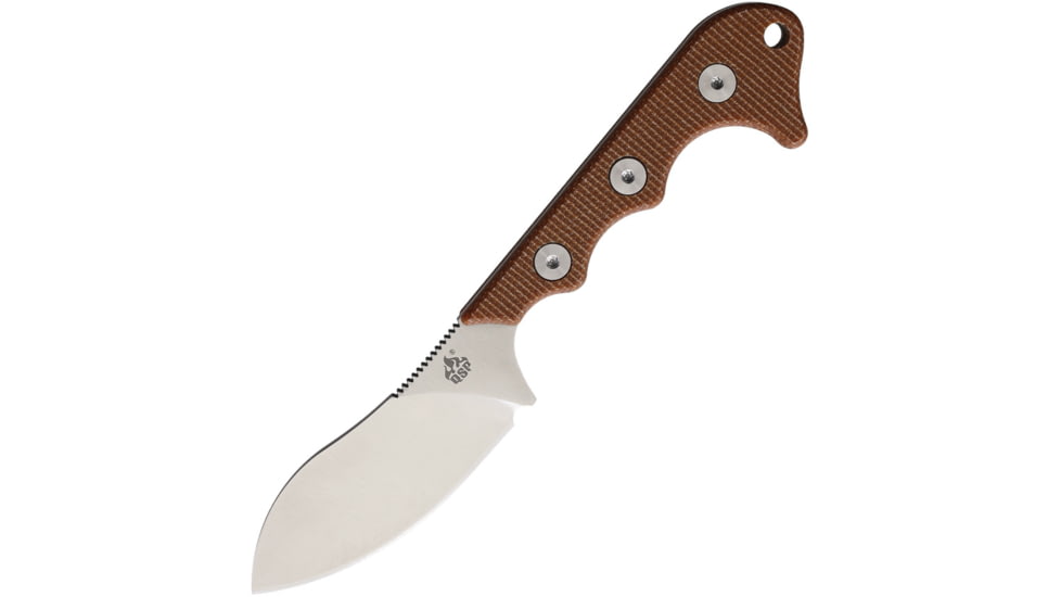 QSP Knife Neckmuk Neck Knife Brown, 2.88 satin finish D2 tool steel blade, Brown linen micarta handle, QS125-E