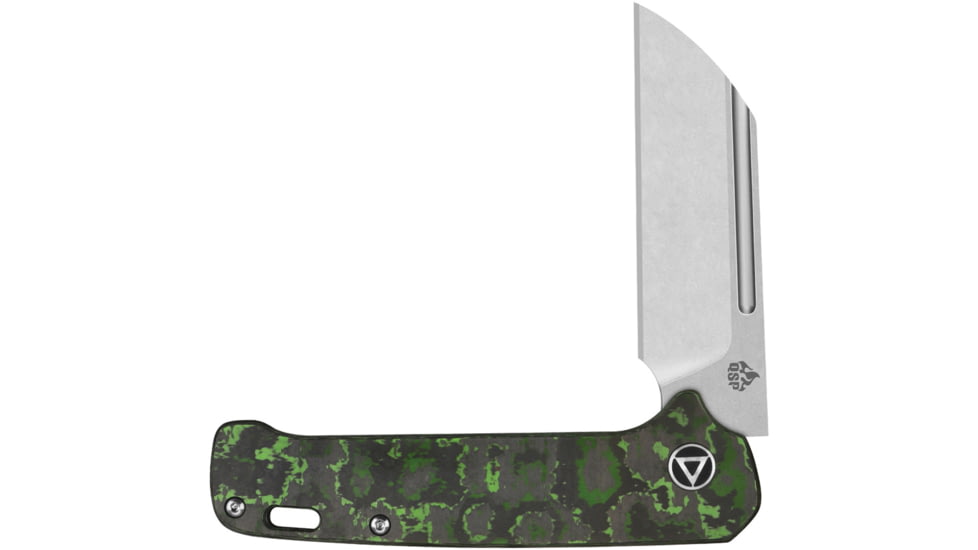 QSP Knife Penguin Jungle CF Folding Knife, 4in Closed, 3in Stonewash CPM-20CV SS Blade, Jungle Fat Carbon Fiber Handle, QS130SJE1