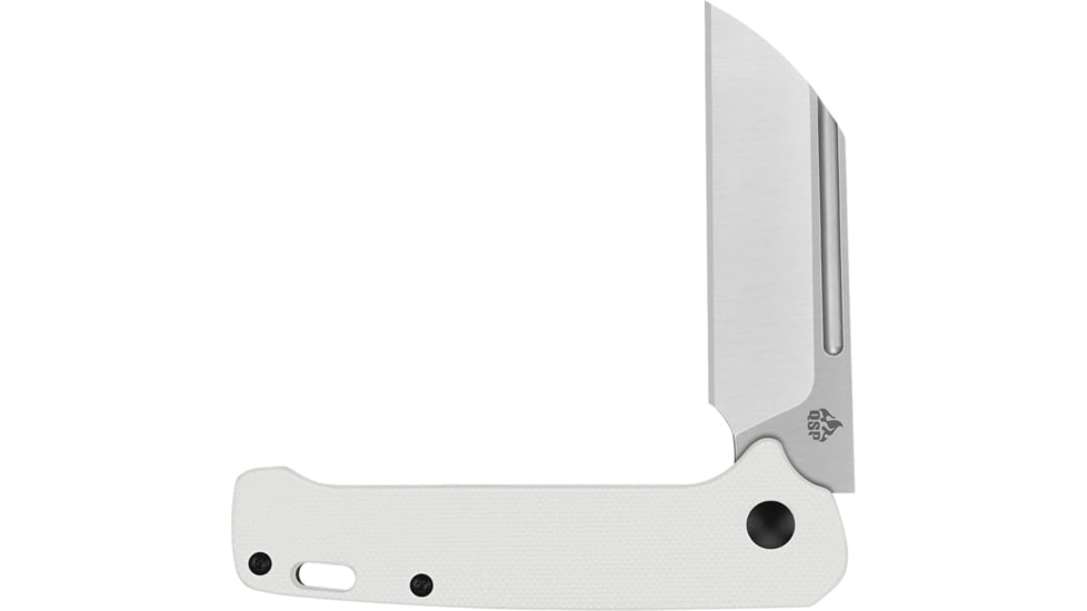 QSP Knife Penguin Folding Knife, 4in Closed, 3in Satin 14C28N Sandvik SS Blade, White G10 Handle, QS130SJA