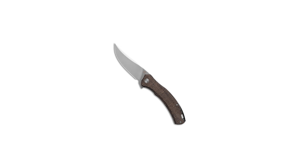 Qsp QSP Walrus Trailing Point Liner Lock Knife Brown Rough Micarta 3.4" Stonewash, Brown, D2, adult, BHQ-192776