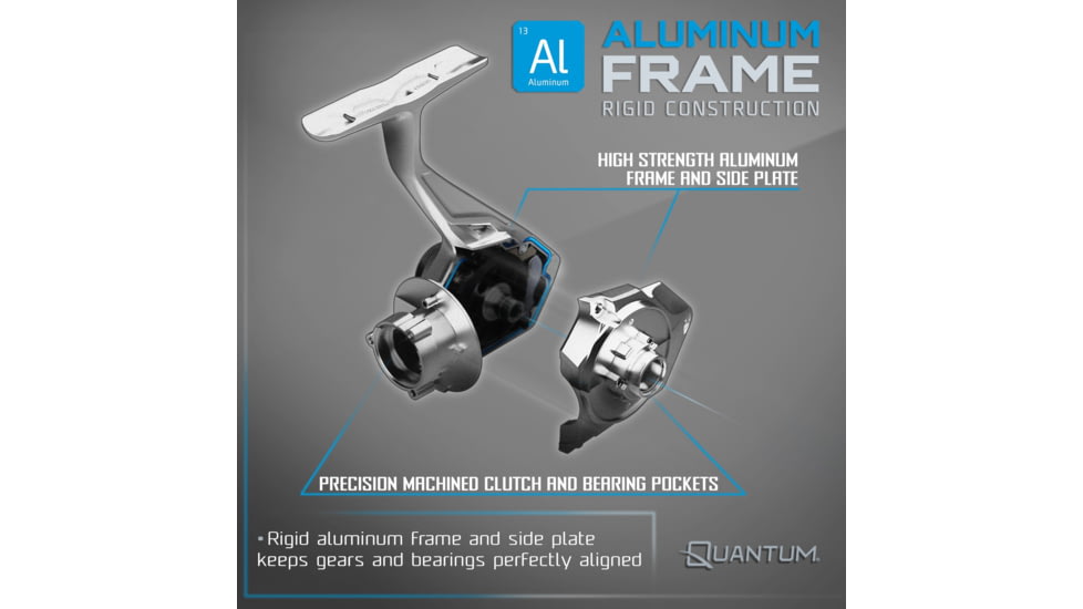 Quantum Benchmark Spinning Reel and Rod Combo, 7ft, 1-PC, Light, Fast Rod, Graphite Composite Blank, SZ 2500 Reel, 5+1 Bearings, 6.2-1 Ratio, Silver/Blue, BK2500701L612.P2