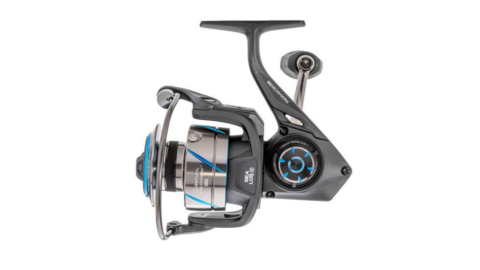 Quantum Benchmark Spinning Reel and Rod Combo, 7ft, 1-PC, Medium-Light, Fast Rod, Graphite Composite Blank, SZ 3000 Reel, 5+1 Bearings, 6.2-1 Ratio, Silver/Blue, BK3000701ML815.P2