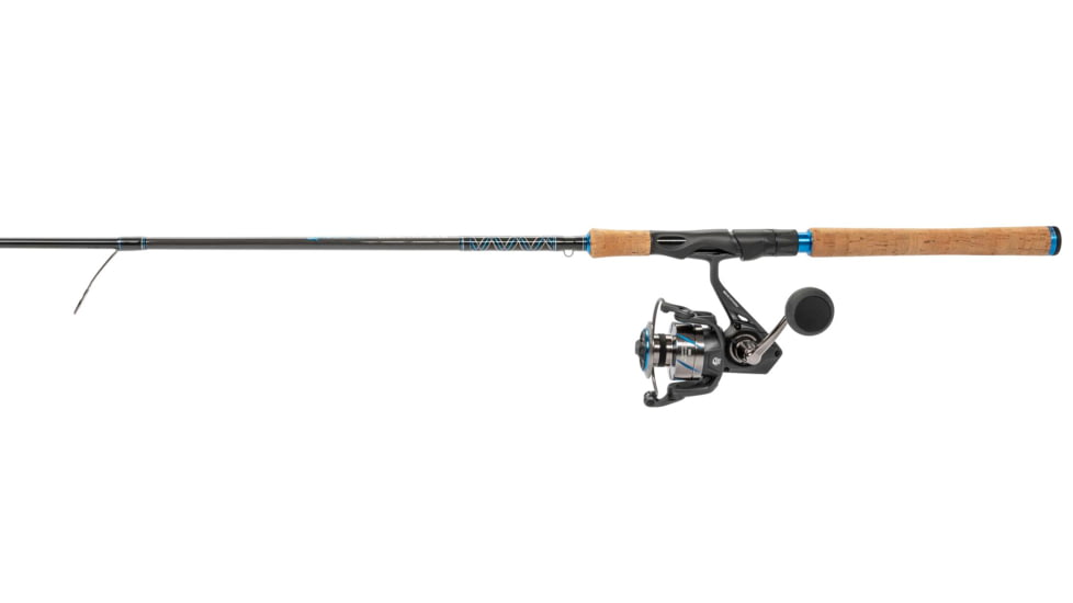 Quantum Benchmark Spinning Reel and Rod Combo, 7ft, 1-PC, Medium, Fast Rod, Graphite Composite Blank, SZ 4000 Reel, 5+1 Bearings, 6.2-1 Ratio, Silver/Blue, BK4000701M1017.P2