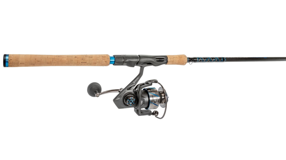 Quantum Benchmark Spinning Reel and Rod Combo, 7ft, 1-PC, Medium, Fast Rod, Graphite Composite Blank, SZ 4000 Reel, 5+1 Bearings, 6.2-1 Ratio, Silver/Blue, BK4000701M1017.P2