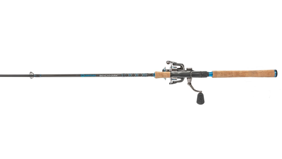 Quantum Benchmark Spinning Reel and Rod Combo, 7ft, 1-PC, Medium, Fast Rod, Graphite Composite Blank, SZ 4000 Reel, 5+1 Bearings, 6.2-1 Ratio, Silver/Blue, BK4000701M1017.P2