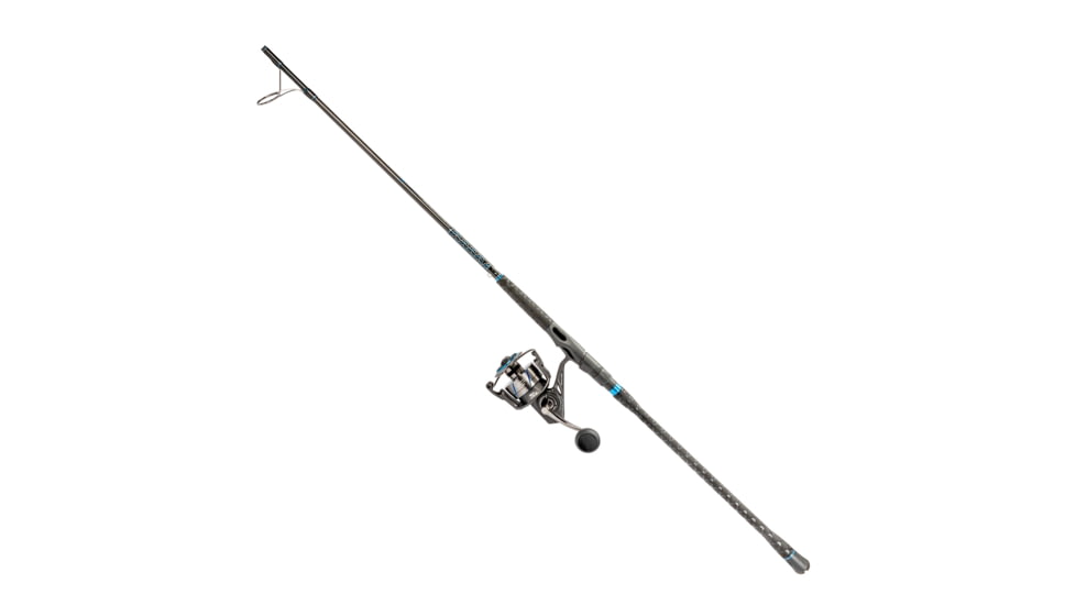 Quantum Benchmark Spinning Reel and Rod Combo, 10ft, 2-PC, Heavy, Moderate-Fast Rod, Graphite Composite Blank, SZ 8000 Reel, 5+1 Bearings, 4.7-1 Ratio, Silver/Blue, BK8000102H2040.P2