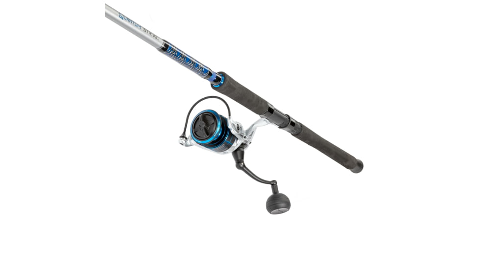 Quantum Strive Spinning Reel and Rod Combo, 7ft, 1-PC, Medium-Heavy, Moderate-Fast Rod, Graphite Composite Blank, SZ 6000 Reel, 4+1 Bearings, 5.6-1 Ratio, Silver/Blue, SV6000701MH1225.P2