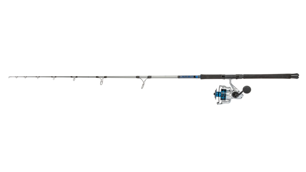 Quantum Strive Spinning Reel and Rod Combo, 7ft, 1-PC, Heavy, Moderate-Fast Rod, Graphite Composite Blank, SZ 8000 Reel, 4+1 Bearings, 4.7-1 Ratio, Silver/Blue, SV8000701H1530.P2