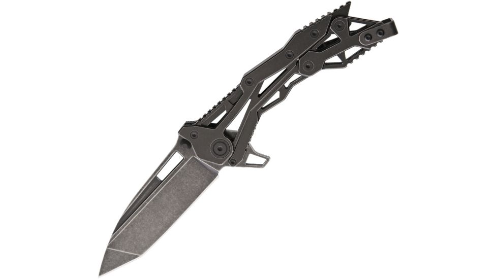 Quartermaster General Lee 2 Texas Tea Folding Knife,3.625in,S35VN Steel,Standard Edge,Tanto,Stonewash,Titanium Handle QTR11TT