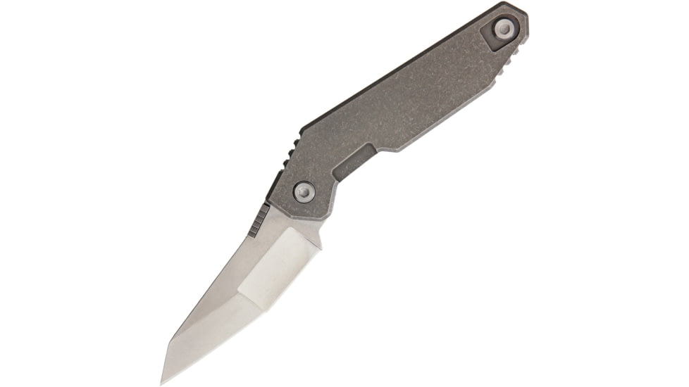 Quartermaster Mr Strickland to Point Linerlock Folding Pocket Knife, 4in Stonewash Cpm-154 SS Tanto Blade, Stonewash 6Al-4V Titanium Handle, Chainring Bolt With Orb Pivot System, QSE9