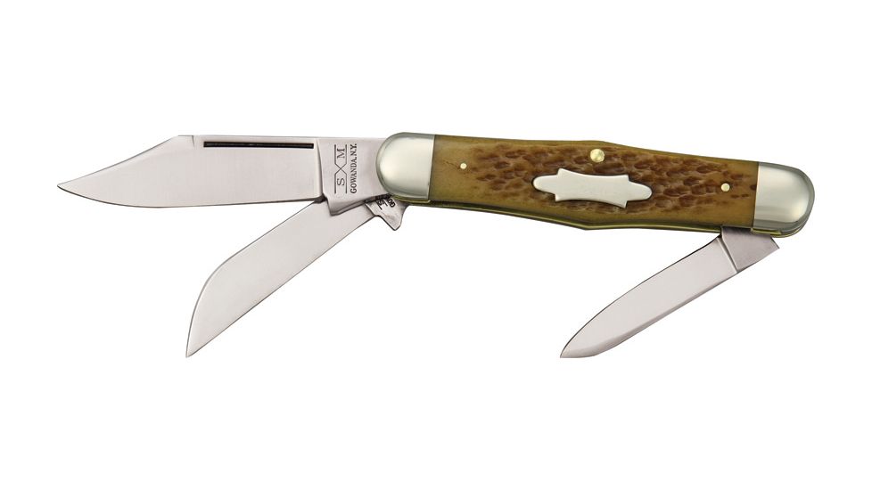 Queen Woodmans Fold Knife, sheepsfoot and pen blade, Stag bone handle QN3766