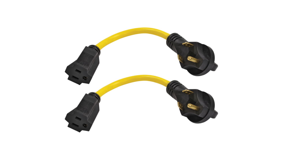 Quick Products RV Adapter Cord 30A Male To 15A Female, 12in, Pack of 2, QP-30M15F012-2PK