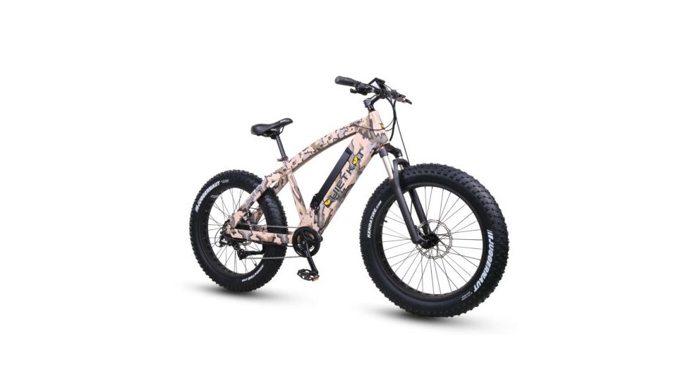 QuietKat Ranger 750W Electric Bike, w/ Rear Hub Motor, Chain Drive, 7 Speed, Suspension Fork, Mechanical Disc Brakes, Camo, One Size Fits Most, 18QKH750CCS-C