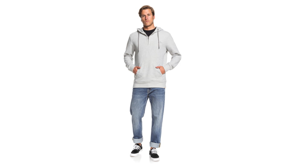 Quiksilver Ocean Nights Half-Zip Hoodie - Mens, Grey Marl, Large, EQMFT03047-SLRH-L