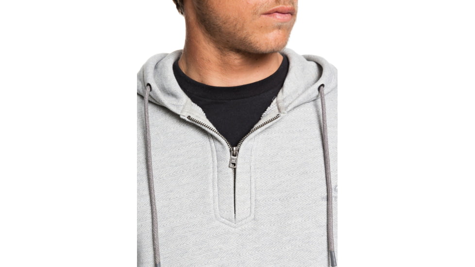 Quiksilver Ocean Nights Half-Zip Hoodie - Mens, Grey Marl, Large, EQMFT03047-SLRH-L