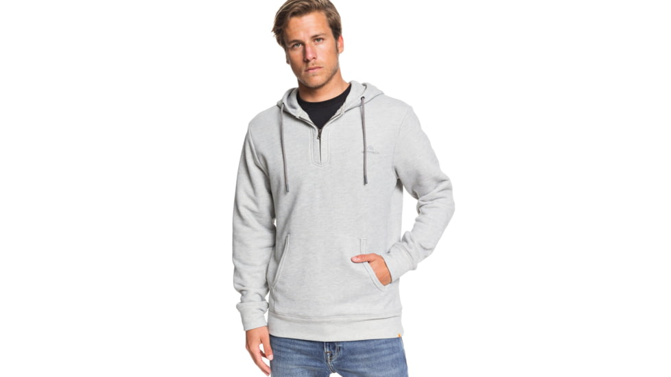 Quiksilver Ocean Nights Half-Zip Hoodie - Mens, Grey Marl, Large, EQMFT03047-SLRH-L