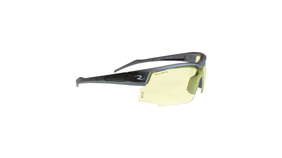 Radians Ballistic Rated Skybow Glasses w/ Flexible Temple Tips and Rubberized Nosepiece, Grey/Yellow, RADSB01Y0CS